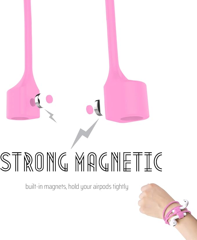 Ultra Strong Magnetic Airpod Pro Strap Anti-Lost Cord Sports Lanyard Compatible with Airpods 3rd 2nd Generation Pro 3 2 1 (Pink)