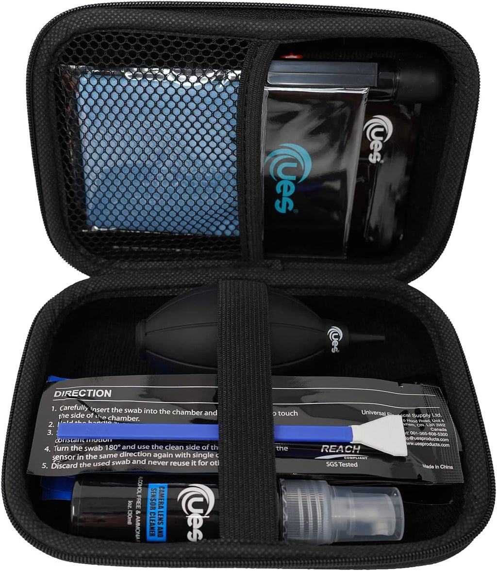 UES 21-in-1 Camera Cleaning Kit: 10 APS-C 16mm Sensor Cleaning Swabs, 5 Lens Cleaning Cloth, Air Blower, Lens Cleaning Pen, Lens and Sensor Liquid Cleaner, Lens Cleaning Paper, Screen Cleaning Cloth