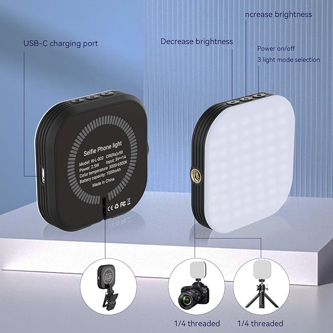 Mini Magnetic Phone Selfie Light Compatible with iPhone Magsafe, Clip on Pocket Light for Tablet Laptop Computer Zoom Video Call TikTok YouTube Video Recording Phone Filming Makeup