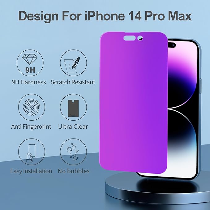 Compatible for iPhone 14 Pro Max Privacy Screen Protector Tempered Glass 6.7 inch Display, Gradient Colorful Anti Spy Light HD Easy Installation