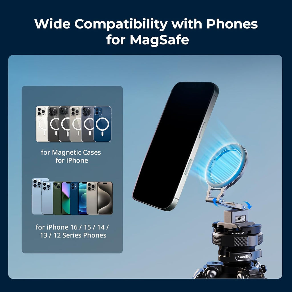 SMALLRIG Metal Phone Mount with Baseplate for Arca-Standard, Compatible for DJI RS 4 Mini, Smartphone Support with Cold Shoe Mount, Phone Tripod Mount for iPhone 16 15 14 etc. - 5339