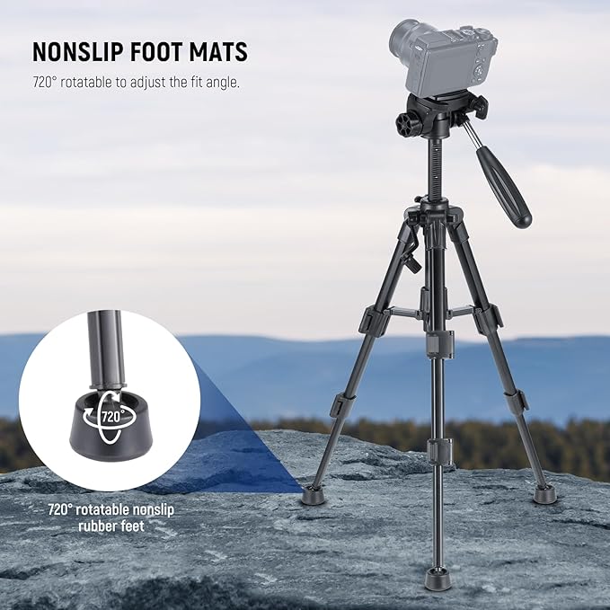 NEEWER Basic Mini Desk Tripod for Camera with 3 Way Pan Tilt Head & Handle, Small Portable Metal Tabletop Selfie Stick Stand with 1/4" Screw for DSLR Vlog Video Recording, Max Load 13.2lb, TP02