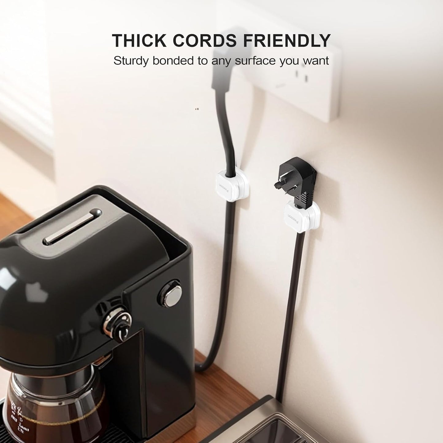 12 Pack Magnetic Cable Clip Organizer Cord Holder, Picozon Adhesive Cable Management, Wire Phone USB Charger Cable Holder, Keeper Organizer for Office Home Desktop Table - White