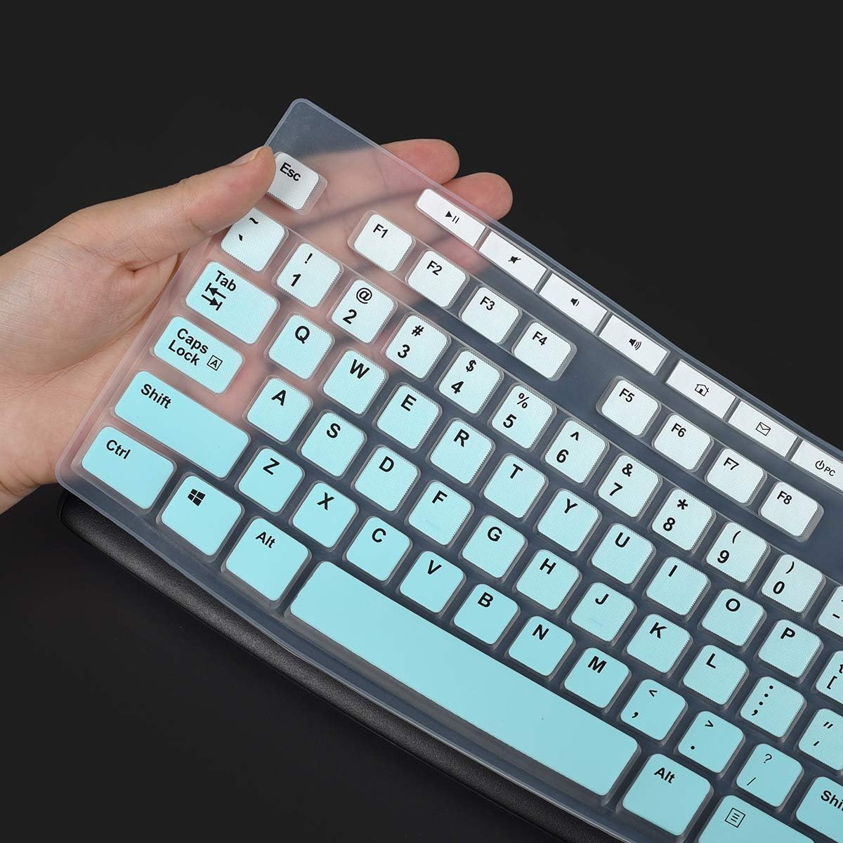 Keyboard Cover for Logitech MK370 MK295 MK270 K270 Wireless Keyboard, Logitech MK295 MK270 Keyboard Accesseries, MK370 Keyboard Skin Protector - Gradual Mint
