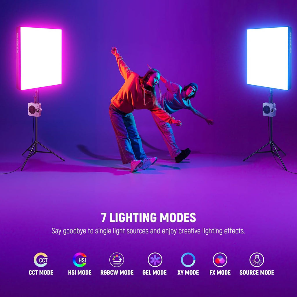 NEEWER Pro 200W Flexible LED Video Light, Studio RGB Panel Light Mat Kit with Softbox APP/2.4G/DMX Control 2500-10000K 25000lux/0.5m CRI95+, Key Lighting for Live Streaming Video Recording, AF200C
