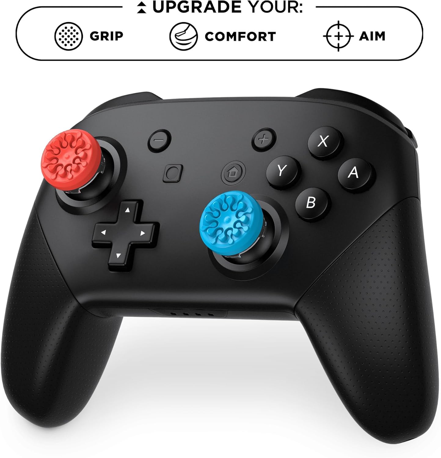 KontrolFreeek Splash for Nintendo Switch Pro Controller | Performance Thumbsticks | Concave | Blue/Red