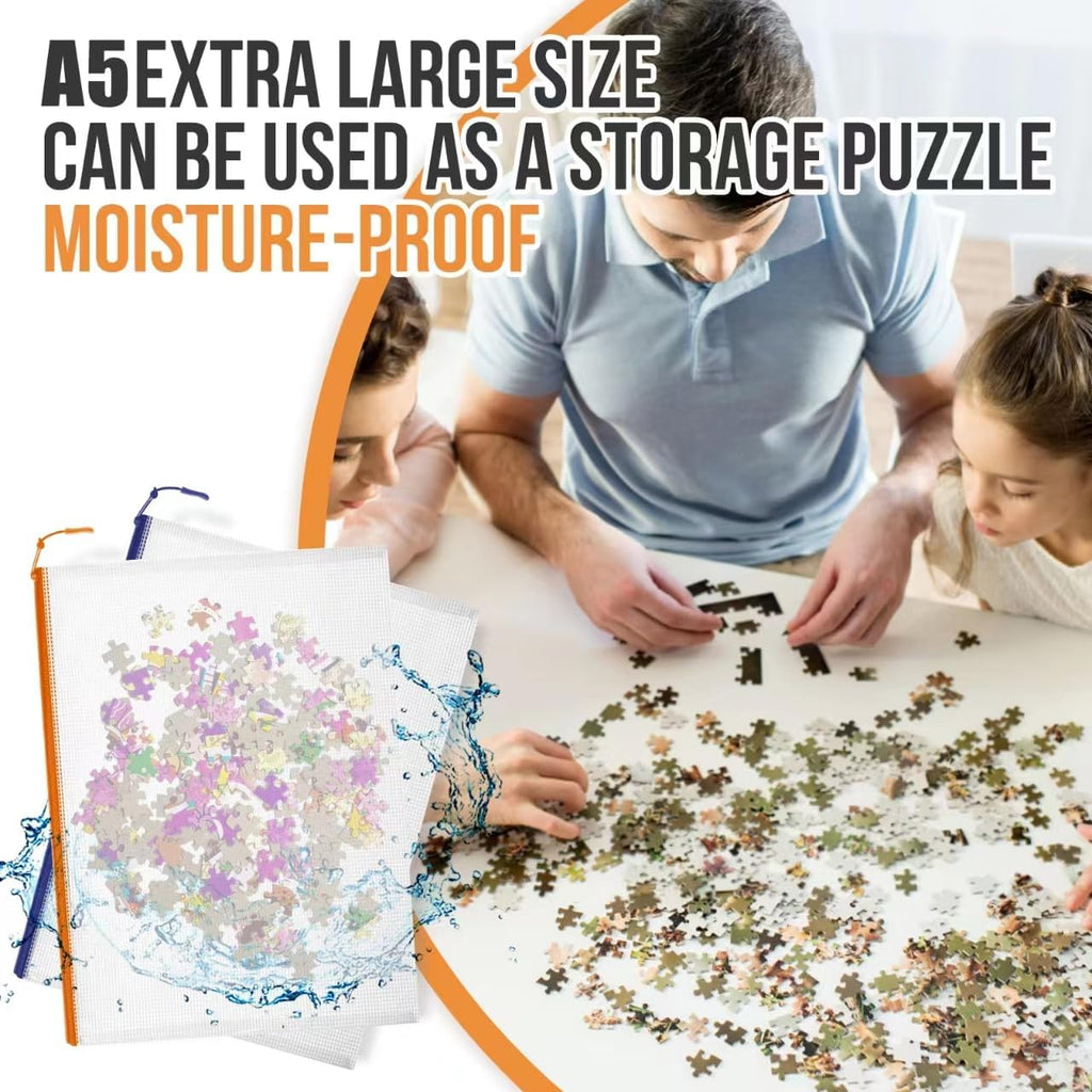 24pcs Mesh Zipper Pouch File Bags Puzzle Storage Bags, A5 Size 9.4 x 6.9 Inches Large Reusable Zipper Pouches for Organizing Classroom Board Game Organization