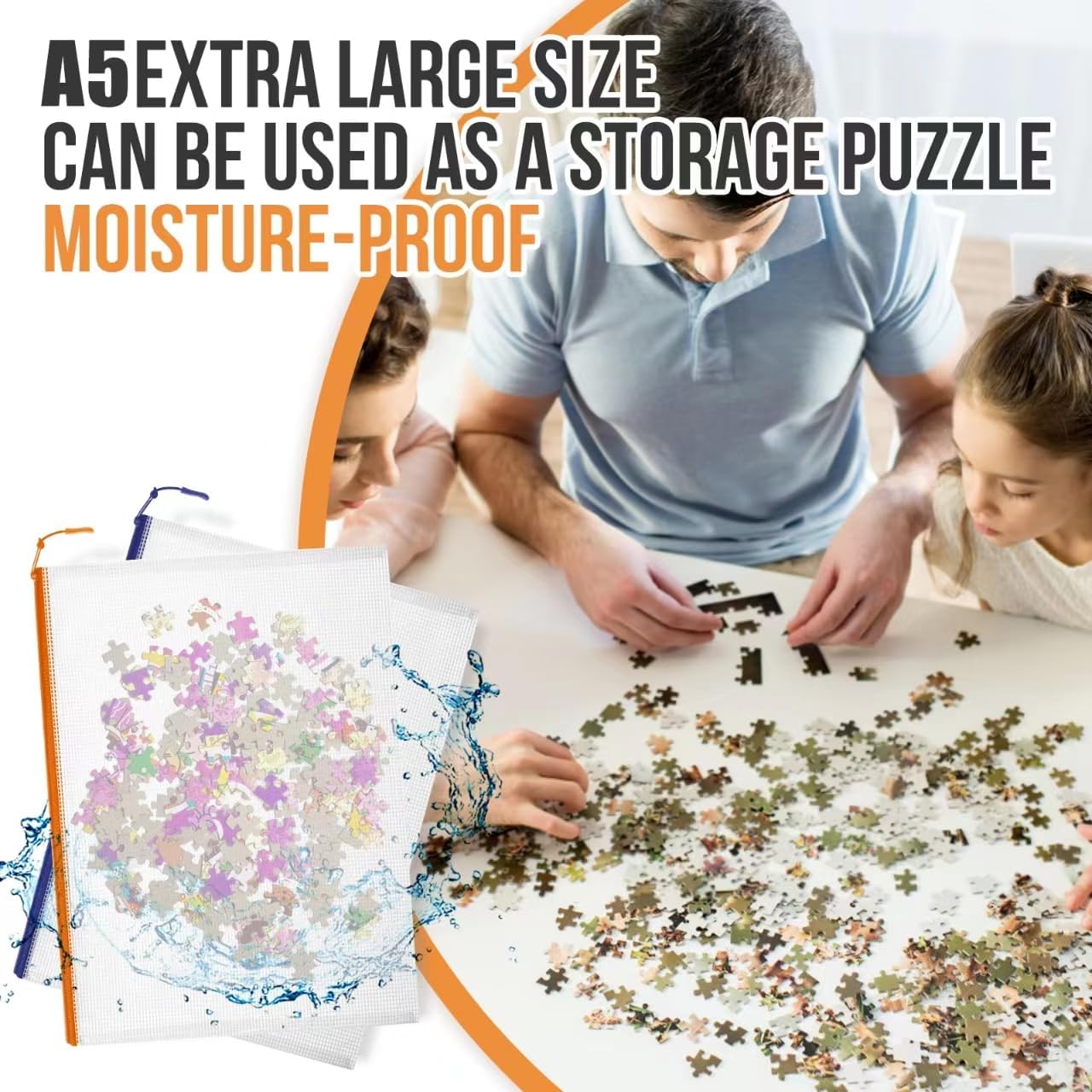 24pcs Mesh Zipper Pouch File Bags Puzzle Storage Bags, A5 Size 9.4 x 6.9 Inches Large Reusable Zipper Pouches for Organizing Classroom Board Game Organization