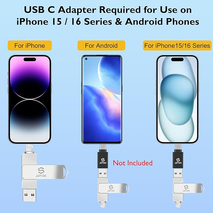 Genuine Apple MFi Certified iPhone USB Flash Drive 256GB - Real Capacity - No Fake Storage, Genuine Lightning, encrypted Auto Backup Photo Stick for iPhone iPad Photos/Videos - Avoid Fake MFi Clones!