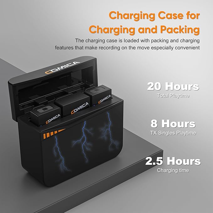 COMICA Vimo C3 Wireless Lavalier Microphone with Noise Cancellation, 656ft Transmission, Gain Control, Compact Wireless Lapel Microphone for DSLR Cameras/Android/Live-Streaming/Vlogging/YouTube