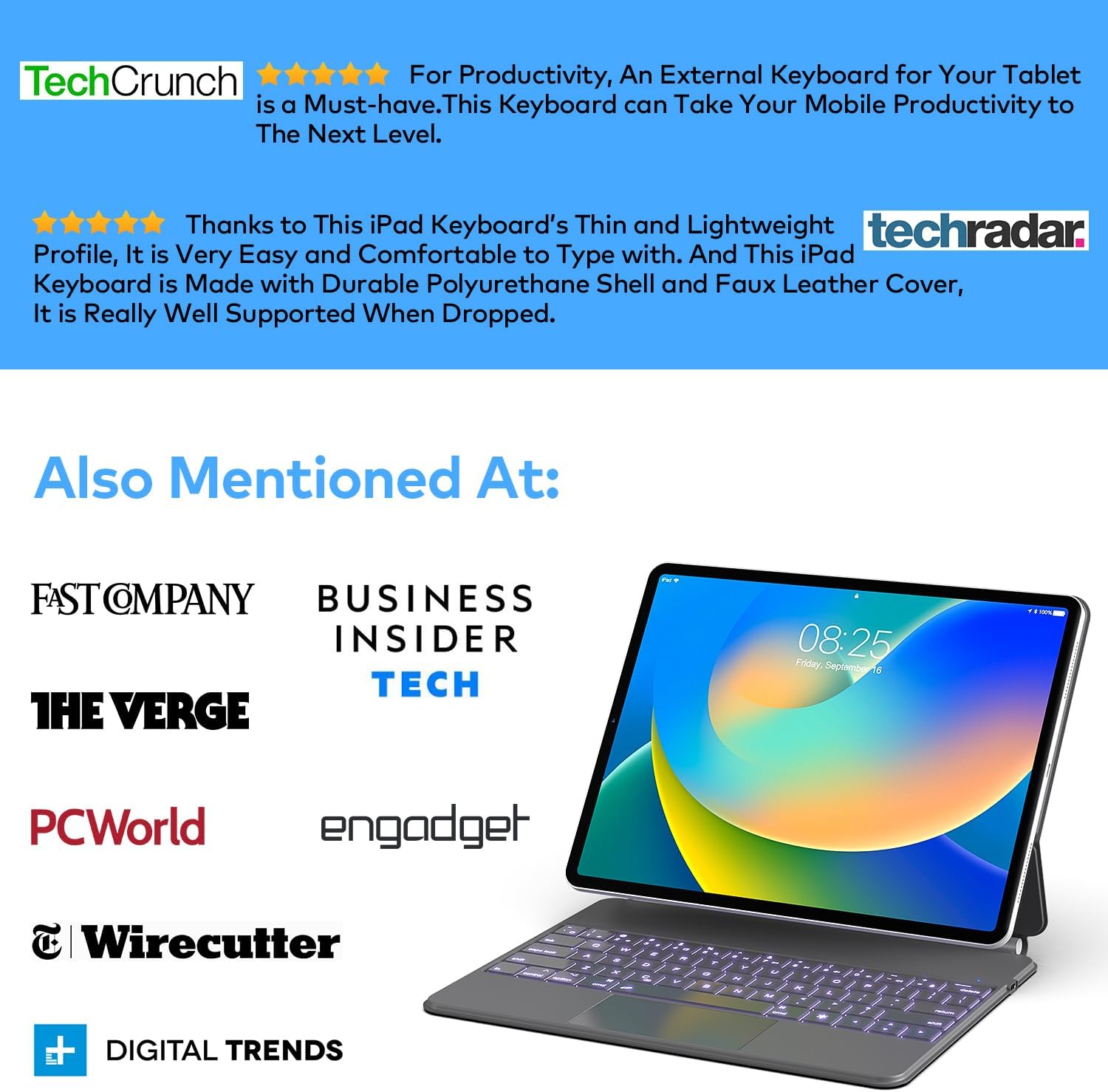 Keyboard Case for iPad Air 11-inch (M3 2025 / M2 2024) & iPad Pro 11 inch(1st/2nd/3rd/4th Generation) – Magic-Style Magnetic Keyboard Case with Multi-Touch Trackpad for 10.9” iPad Air 4th/5th Gen.