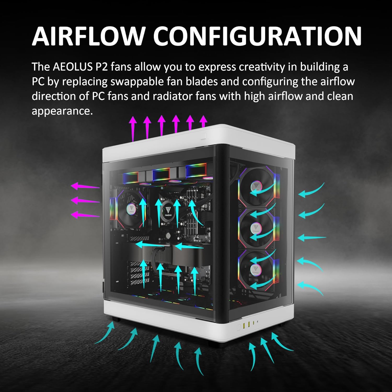 GAMDIAS AEOLUS P2-1203 120mm ARGB PWM Fan (3 Pack, no Hub), Include Reverse Fan Blade x3 & Controller, ARGB Sync, Easy Installation & Cabless Daisy-Chain Design, Silent Operation, Up to 2400RPM, Black