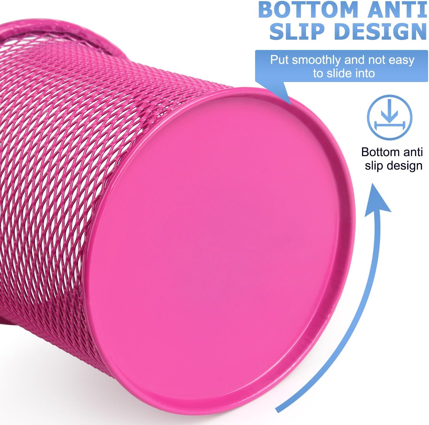Tamaki Pen Holder Cup for Desk, Wire Mesh Pencil Cup Holder for Desk Office Pen Organizer (Pink)