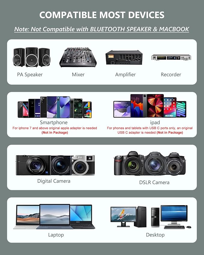 ttstar Wireless Microphone System Headset/Stand/Lavalier Mic with Rechargeable Bodypack Transmitter Receiver for PA Speaker, Camera, Recording, Teaching, Church