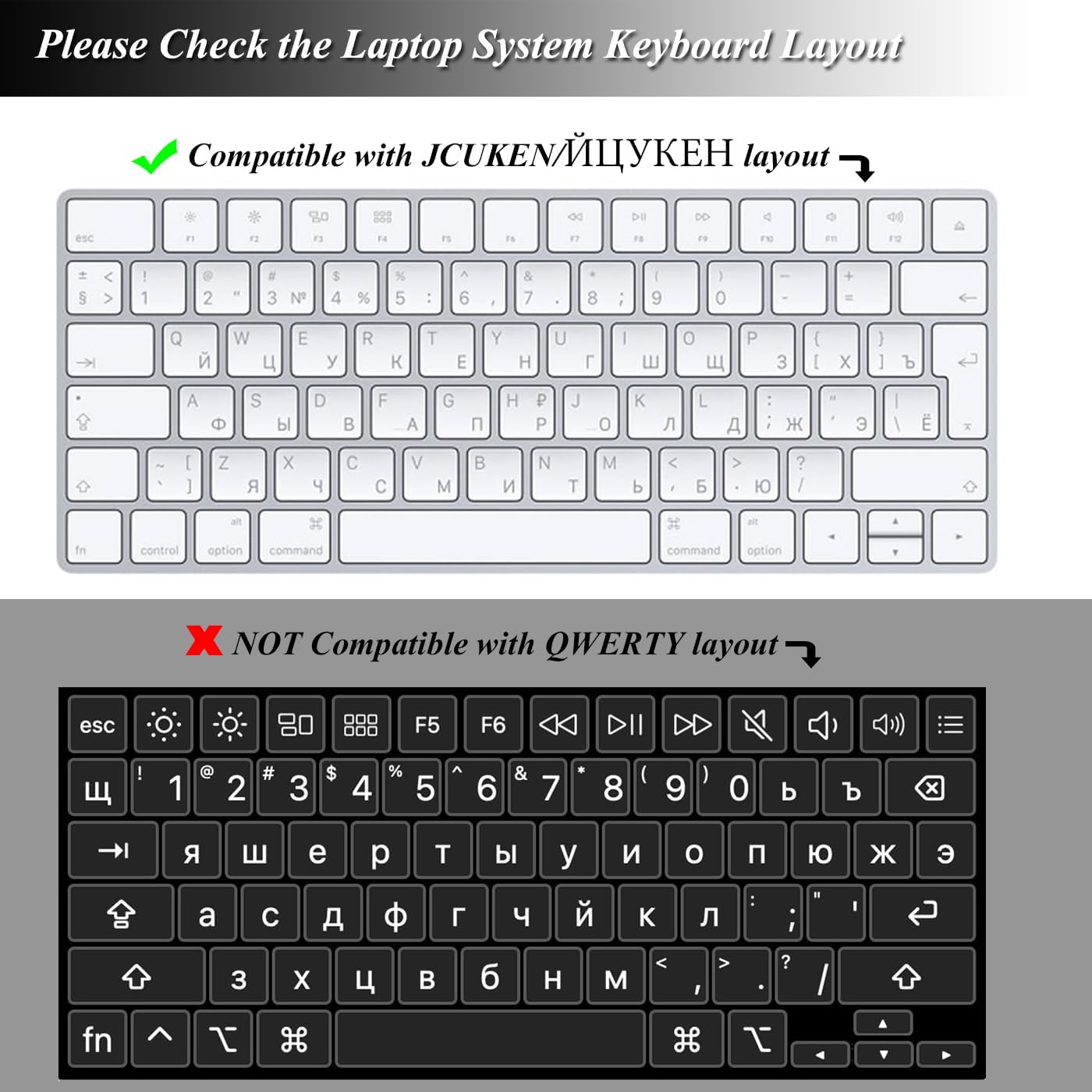 Russian Language Keyboard Cover Skin Compatible for 2025-2022 MacBook Air 15.3 inch A2941 A3114 A3241/MacBook Air 13.6 inch A3113 A2681 A3240 with M4 M3 M2,MacBook Air 2025 Keyboard Protector-Black