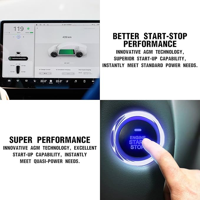 TPE AGM Battery BCI Group 48, Maintenance Free 12V 70Ah, H6 Size, 120RC, 800CCA, Automotive Battery, Reliable Performance for Cars Lead-Acid