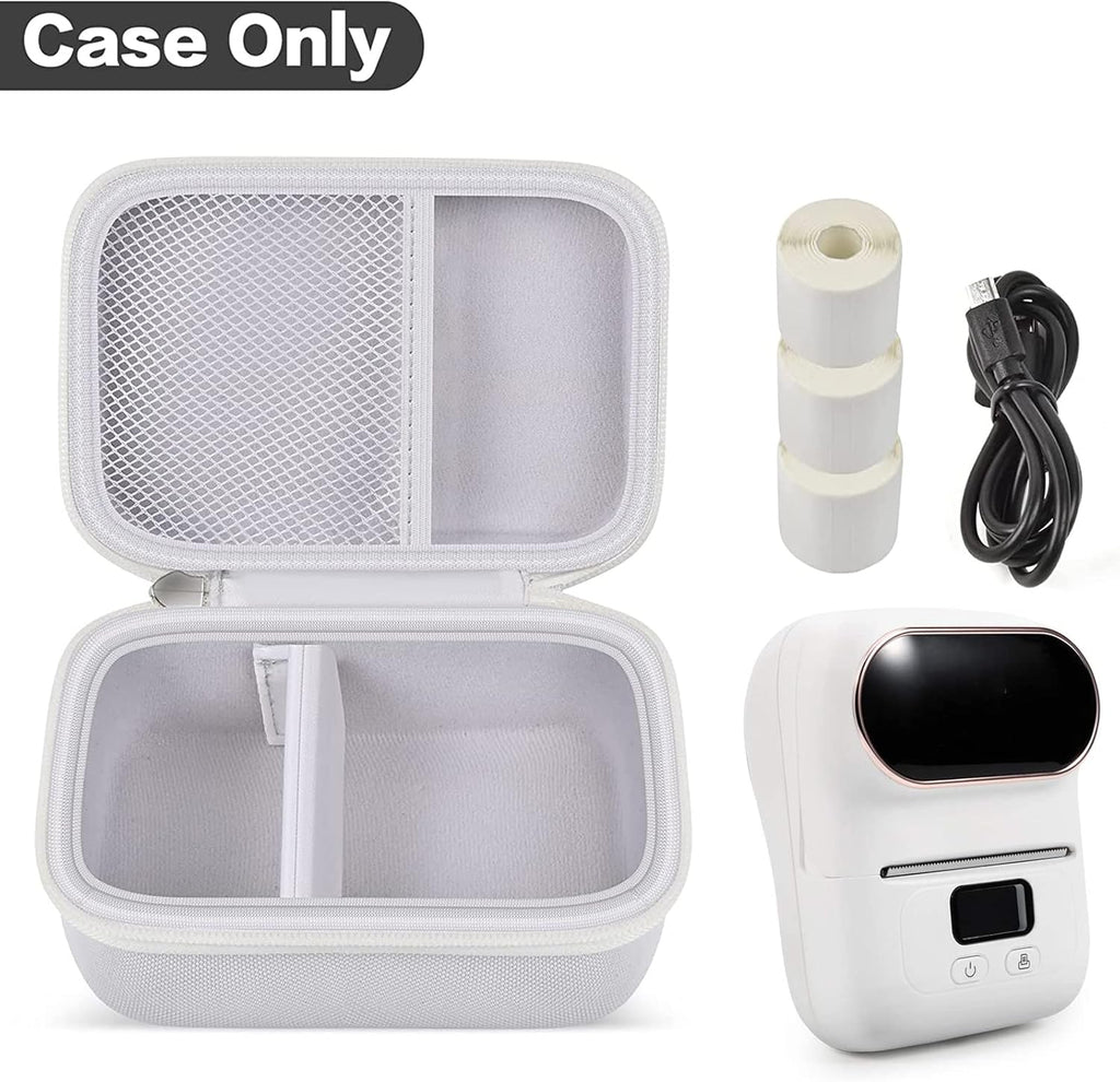 Case Compatible with Phomemo M110 Label Maker - Portable Mini Bluetooth Thermal Label Maker Carrying Storage Bag for Printer Labels, USB Cable and Accessories (Box Only) - White