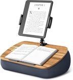 Lap Beanbag Cozy Kindle Pillow Stand for Bed with Adjustable Arm, 360° Tablet Holder, Fits 4.7"-13" Kindle, iPad, Phone, Lap Desk for Hands Free Reading in Bed, Couch, Sofa,Gray