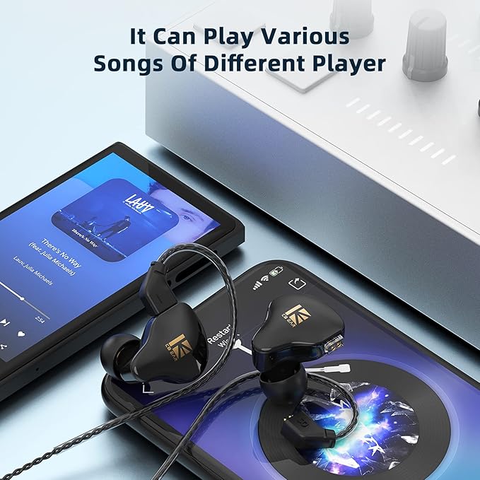 KBEAR KS1 Earphones in Ear Monitor Super Bass Wired Earbuds, Crystal Clear Sound IEM Headphones, High Resolution Noise Canceling Ear Monitors Headphone for Singers Musician Audifonos Auriculares