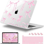 Case for MacBook Pro 13 inch with/Without Touch Bar (2016-2022, M2 A2338 M1 A2289 A2251 A2159 A1989 A1706 A1708), Hard Shell + Keyboard Cover + Dust Plug, Bowknot