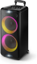 Philips X5206 bluetooth party speaker, portable with wheels, exciting light show, karaoke machine with microphone and Guitar Input, powerful bass & subwoofer, long playtime, perfect for outdoor events