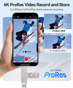 ORICO 512GB Portable Solid State Drive, 1050MB/s Dual-Port Rotating Metal External SSD with 90° Click-Stop, Reliable Storage for iPhone 16, 15 Series, Type-C Smartphone, Mac, Audio, Vehicle - A101