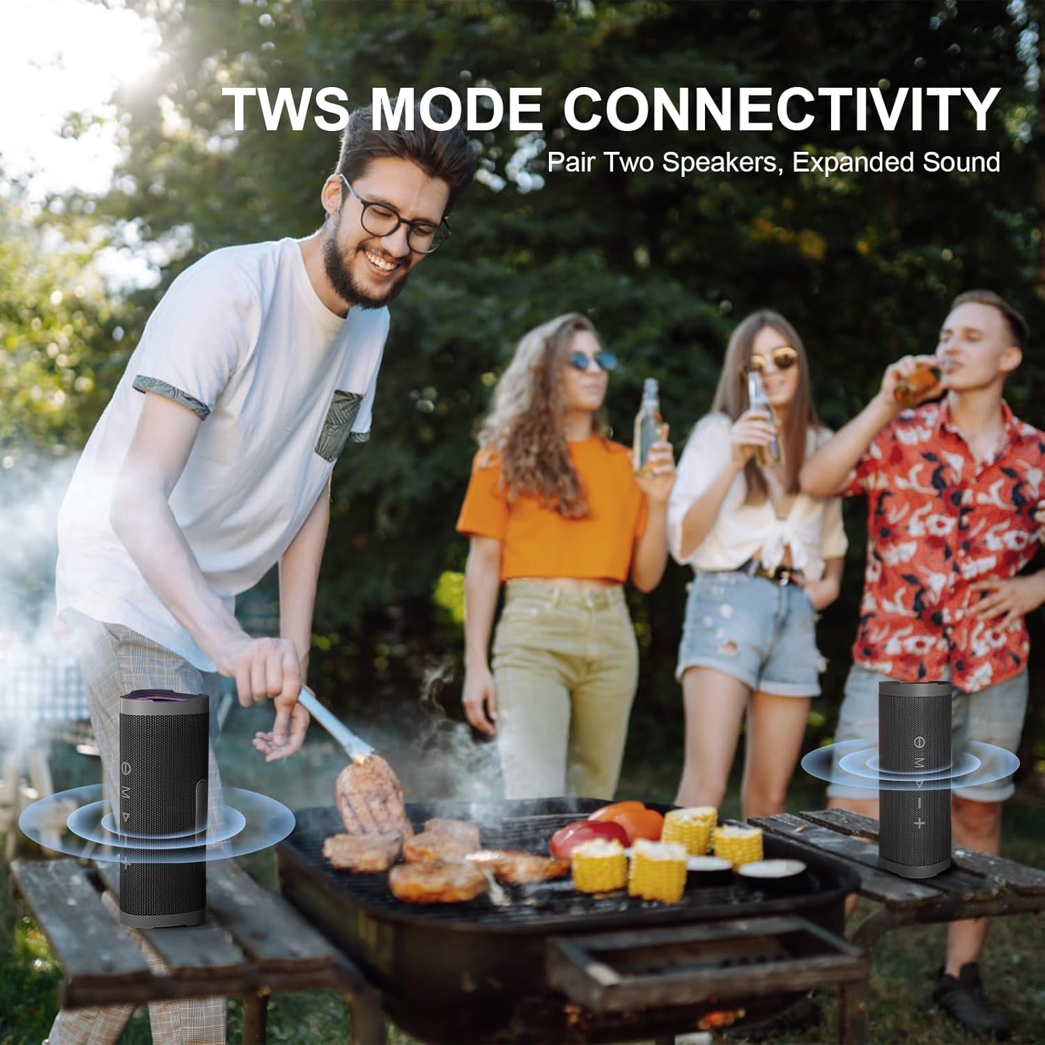 Vanzon V40 Bluetooth Speakers, Wireless Portable Bluetooth Speaker with IPX7 Waterproof, 24H Playtime, 24W Stereo Sound and TWS Dual Pairing, Great Choice for Gift