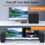 KVM Switch 1 Monitor 2 Computers 8K@60Hz, HDMI KVM Switches for 2 PC Sharing Single Monitor and Keyboard Mouse with Power Adapter, Wired Extend Controller and USB3.0 Cables