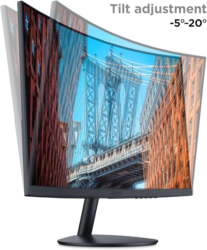 KOORUI 27 Inch Curved Monitor FHD 1080P Display, 75Hz PC Screen, Computer Monitor with HDMI VGA,Tilt Adjustable,1500R, Flick-Free Eye Care