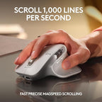 Logitech MX Master 3S Keys S Combo - Performance Wireless Keyboard and Mouse with Palm Rest, Customizable Illumination, Fast Scrolling, Bluetooth, USB C, for Windows, Linux, Chrome, Mac - Pale Grey