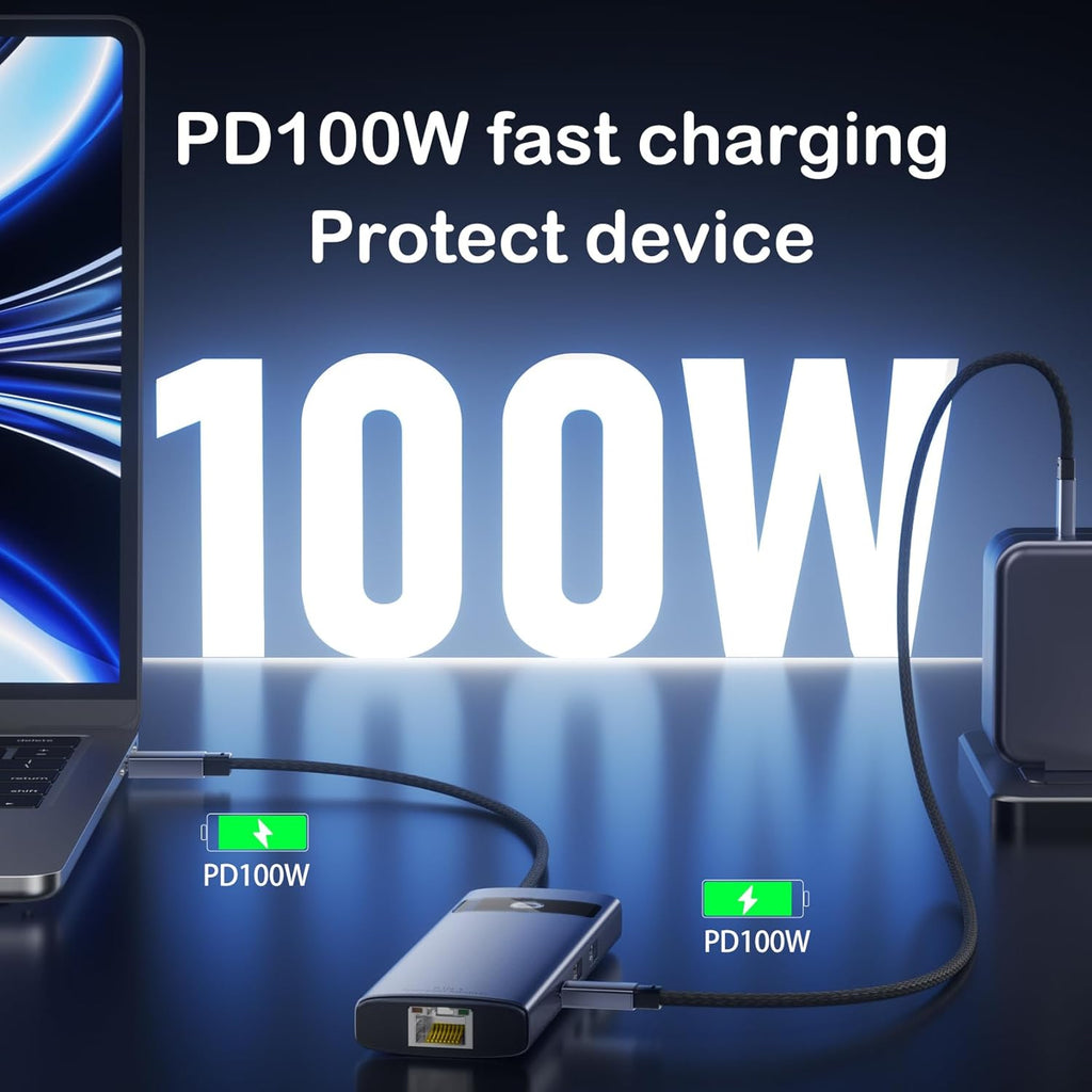 KAGO USB C to Ethernet HDMI Adapter,8 in 1 Docking Station Hub,USB-A 2.0/3.0,Type-C Data Ports,4K@30Hz HDMI,100W PD,SD/TF Card Reader,100M RJ45 for MacBook Pro/Air,iPad Pro,iPhone 15/Pro Max