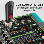 Depusheng PA16 Professional Audio Mixer Sound Board Console Desk System Interface 16 Channel Digital USB Bluetooth MP3 Computer Input 48V Phantom Power Built-in 256 Reverb Effect, Black