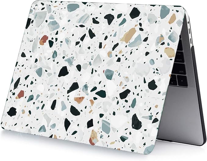 LanBaiLan Compatible for MacBook Pro 13 inch with Touch Bar 2022 2020 2019 2018 2017 2016 Release M1 M2 chip A2338 A2289 A2251 A2159 A1989 A1706 A1708 Laptop Case & Keyboard Cover, Terrazzo Marble