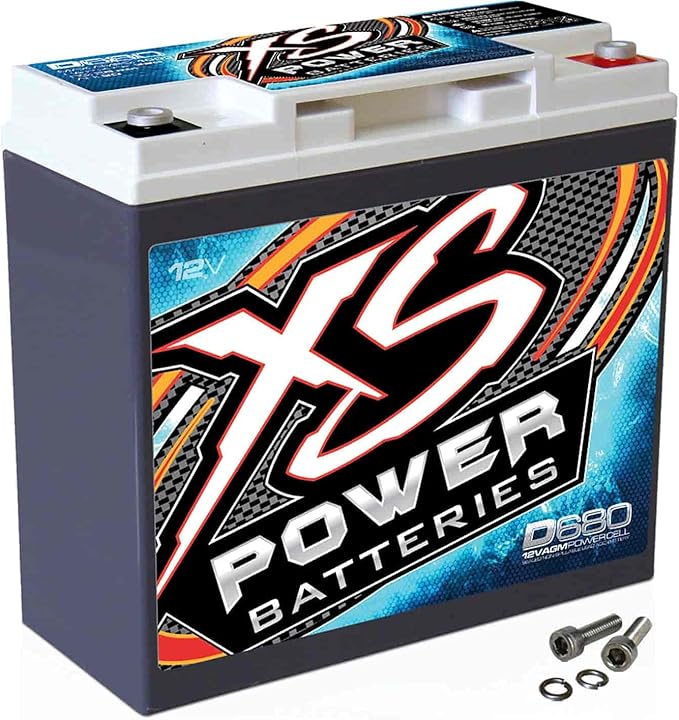 XS Power D680 1000 Amp AGM Battery with M6 Terminal Hardware - 12 Volt 20Ah 370CA Deep Cycle AGM Battery for Car Audio Stereo Systems - 13.69 lbs, Maintenance Free, Sealed Powercell