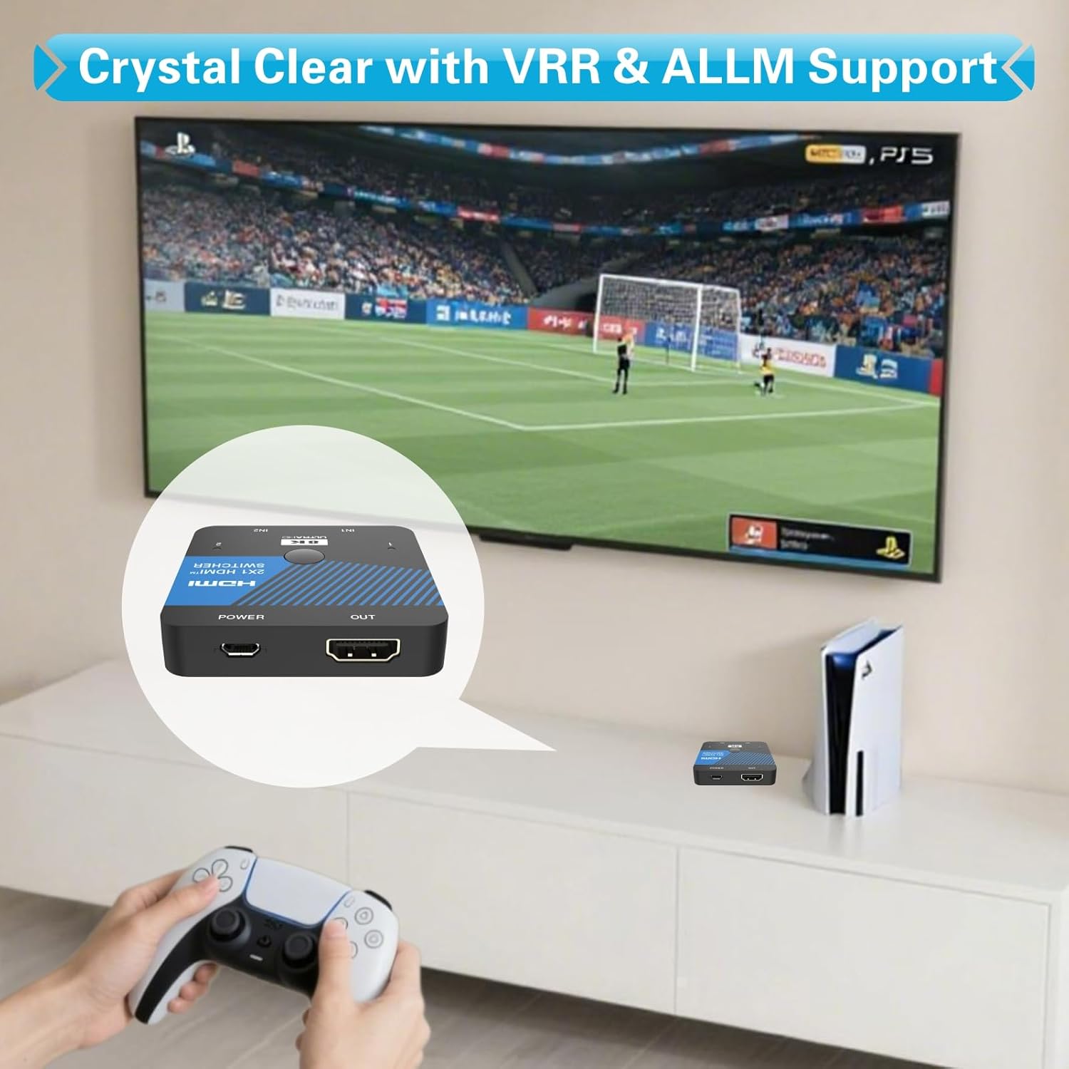 8K HDMI Switch 2 in 1 Out 4K@120Hz HDMI Switcher Support HDR10+, Dolby Vision, VRR, ALLM