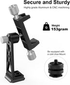Peastrex Metal Phone Tripod Mount Extra Deep Clamp with Arca Port Cold Shoe 360°Ball Head Cellphone Tripod Adapter for iPhone Galaxy Smartphone Stand Holder for Vlogging Video Camera Monitor