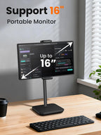 tounee Portable Monitor & Tablet Holder Stand, 4.4lb (2kg) Holding Strength, Height Adjustable Up to 18.11", Ideal for 4.7"-16" Devices (15.6" Portable Monitors, iPad, iPhone, Kindle) - Black