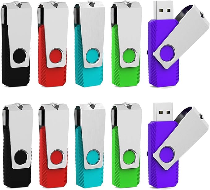 Aiibe 16GB Flash Drive 10 Pack 16 GB USB Flash Drive USB Drive Thumb Drives Multipack Zip Drive Bulk USB 2.0 Memory Stick Jump Drives (10 Pack, 5 Mixed Colors)
