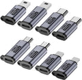 USB C/Lightning to Micro USB Adapter, Type C to Lightning Converter, USB C to Mini USB Connector (8 Pack)