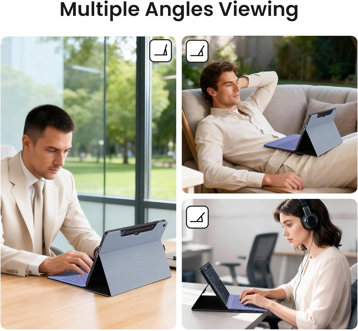 Omnpak Case for Microsoft Surface Pro 12" 2025, Lightweight Protective, Multiple Angle Viewing, Stylus Holder, Compatible with Type Cover Keyboard