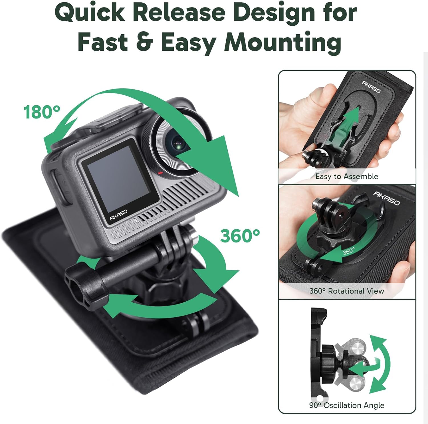 AKASO Quick Release Backpack Shoulder Strap Mount for Gopro 13 12 11 10 9, EK7000/EK7000 Pro/Brave 4/Brave 4 Pro/Brave 7 LE/Brave 7/Brave 8 and Other Action Cameras