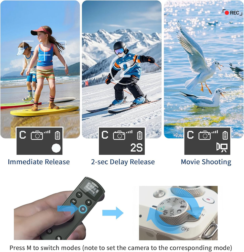 AODELAN for Canon Rechargeable Wireless Shutter Release Camera Remote Control Zoom Focus Compatible with R50,G7X Mark III,R6 Mark II,R5,R6,M6 Mark II,M200,M50,90D,200D,Replace Canon BR-E1(Black)