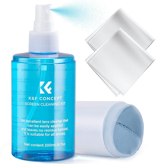 KF Concept Screen Cleaner Spray, with 2 Microfiber Cleaning Cloth, Touchscreen Cleaning Kit for LCD LED DVD TV, Smartphone, iPad, Laptop, Tablet Monitor, Computer Monitor, Electronic Devices (200ml)