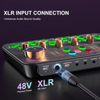 Facmogu K600 Gaming Audio Mixer, Streaming Audio Mixer with XLR Microphone Support, DJ Mixer Built-in 48V Phantom Power, Live Sound Card for PC Phone Live Streaming Podcasting Karaoke Tiktok YouTube