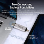 Transcend 2TB External SSD, Up to 1,050MB/s, USB 3.2 Gen 2 Portable SSD, 2-in-1 Type C &Type A, USB Hard Drive for Steam Deck, ROG Ally, MSI Claw, Windows&Mac, iPhone&iPad, Android, PS5&Xbox, Smart TV