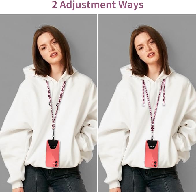 OUTXE Phone Lanyard 2 Packs - 2× Adjustable Neck Strap, 4× Phone Patches- Purple