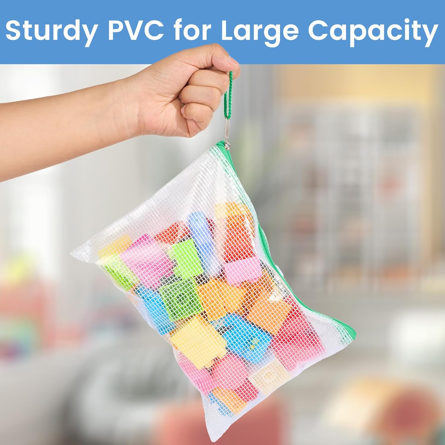 Sooez 24 Pack Mesh Zipper Pouch Bags with Label Pocket, A5 (9.4×6.8 in) Small Pencil Case Pouch for Organizing, Clear Plastic Pencil Pouches Bulk for School Supplies Storage, Money Envelopes for Cash