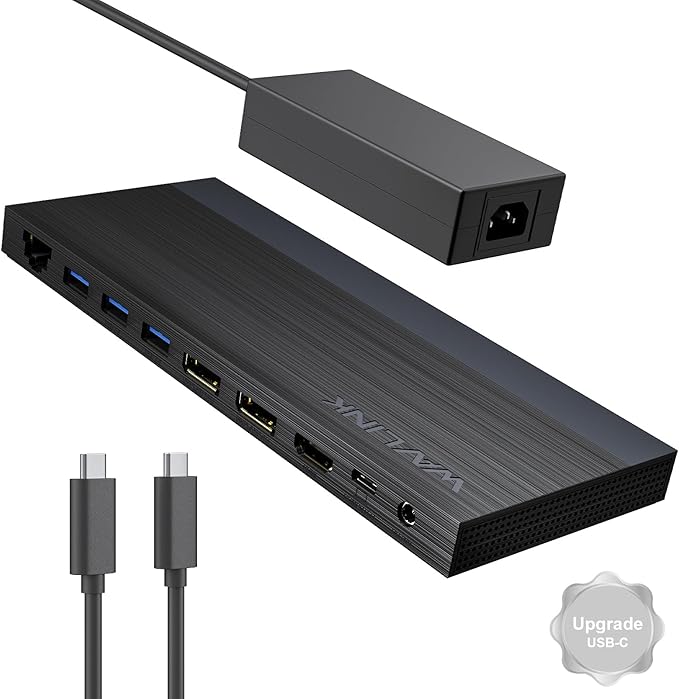 Laptop Docking Station, Docking Station 3 Monitors with 2* DP+HDMI, 130W PD Charger, USB-C/A 10Gb, 3* USB-A 5Gb, Audio, Gigabit Ethernet, TF/SD for Lenovo HP Dell, Windows System Computer