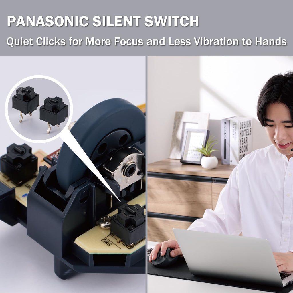 ELECOM Wireless Ergonomic Shape Mouse, 2.4GHz with Mini USB Receiver, Silent Click, Right Hand 2000DPI, 5 Buttons, Optocal Sensor, Compatible with PC, Mac, Laptop, EX-G, Lsize Black (M-XGL30DBSKBK)