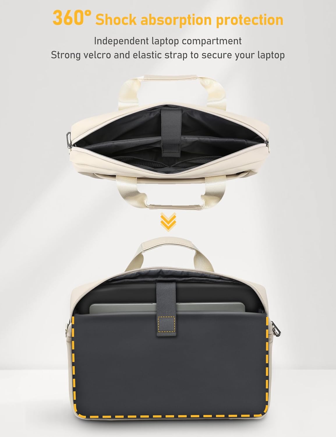 13-14 Inch Laptop Shoulder Bag Business Briefcase Water Resistant Computer Messenger Bags Compatible with MacBook Pro 14, MacBook Air 13 M4, HP, Dell, ASUS Notebook, Pearl White